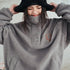 Women's Casual Half-Placket Fleece Sweatshirt – Warm Pullover Sweatshirt